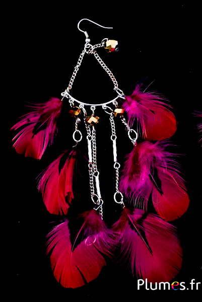 Boucles d'oreilles Cascades - longueur 15 cm  - cerise